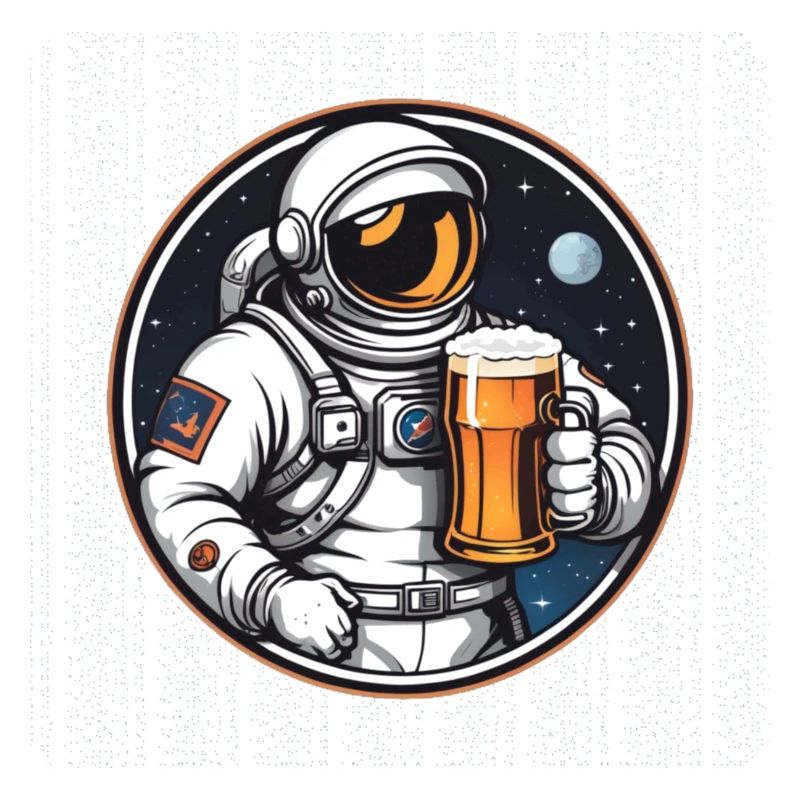Astronaute avec de la bière dans l’espace