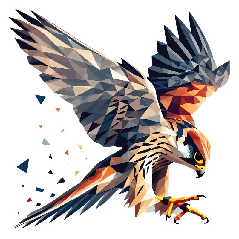 Faucon oiseau de proie style polygone