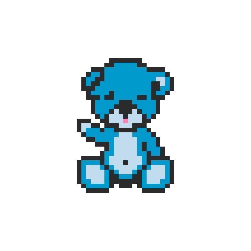 Pixel Bear Neon Blue