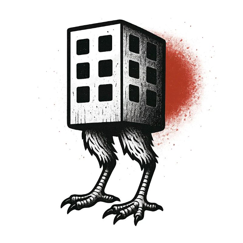 Edificio cubico con gambe