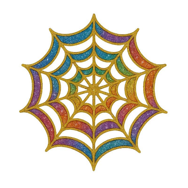 Spider Web | Rainbow Spider Web Gold Glitter