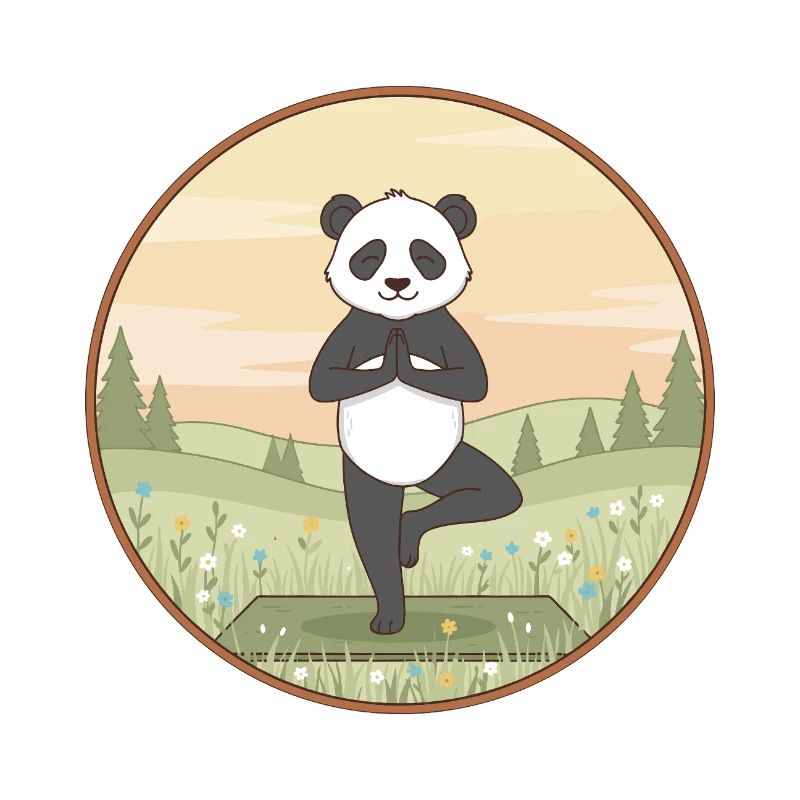 Yoga Panda Bear Doing Tree Pose Art
