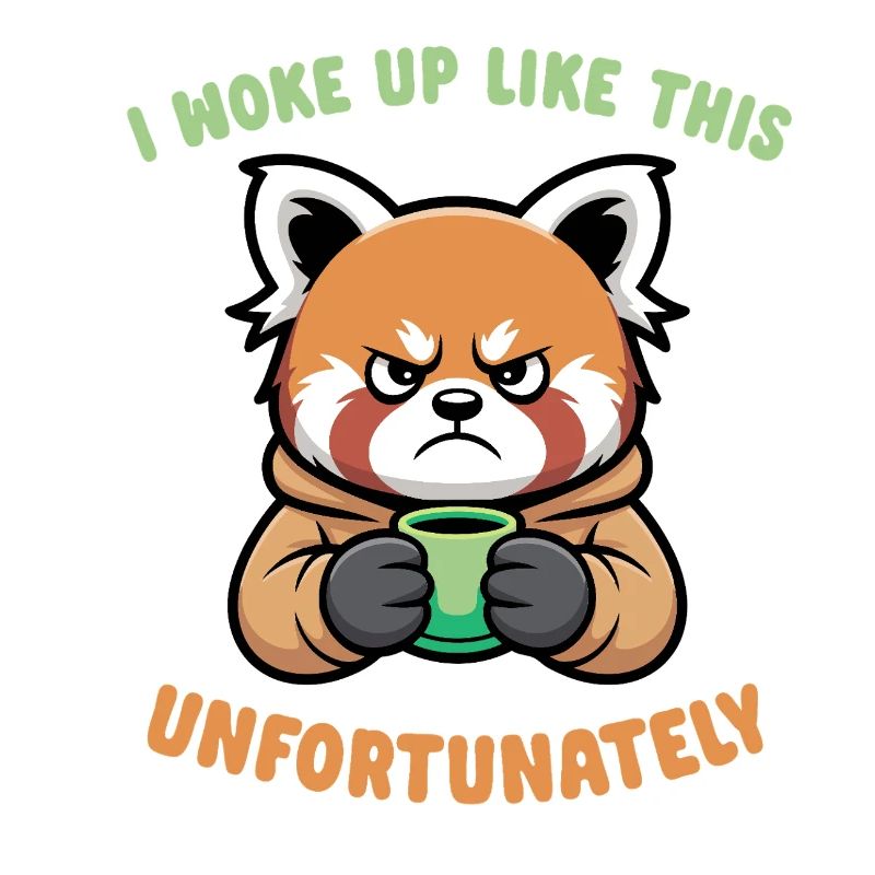 Grumpy panda with coffee - morning grouch