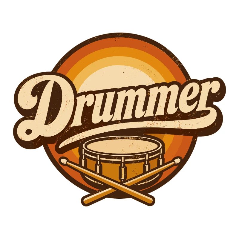 Drummer Retro Logo with Drum