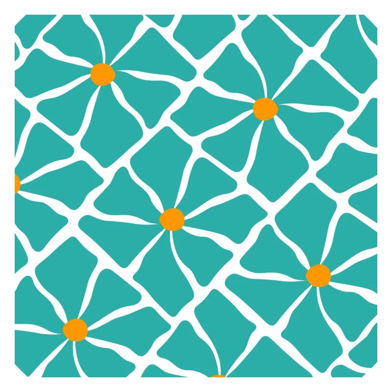 Turquoise Blossoms Mosaic Pattern