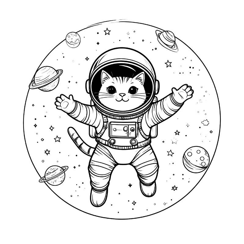 Astronaute chat dans l’espace