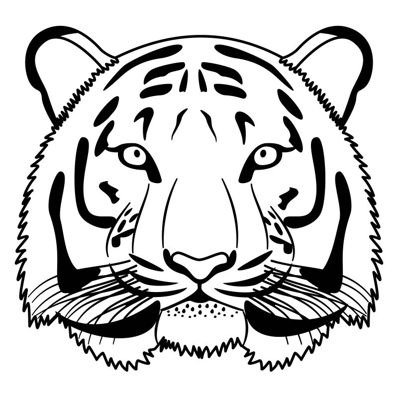 Tiger head - outline dark