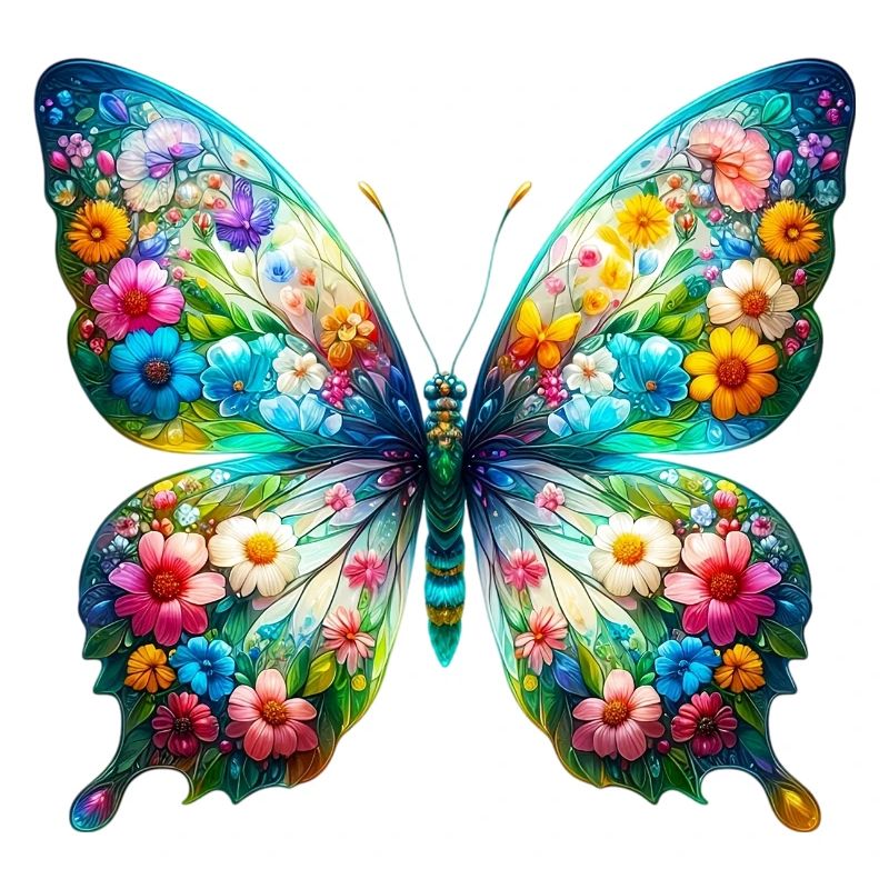 Papillon décoré de fleurs