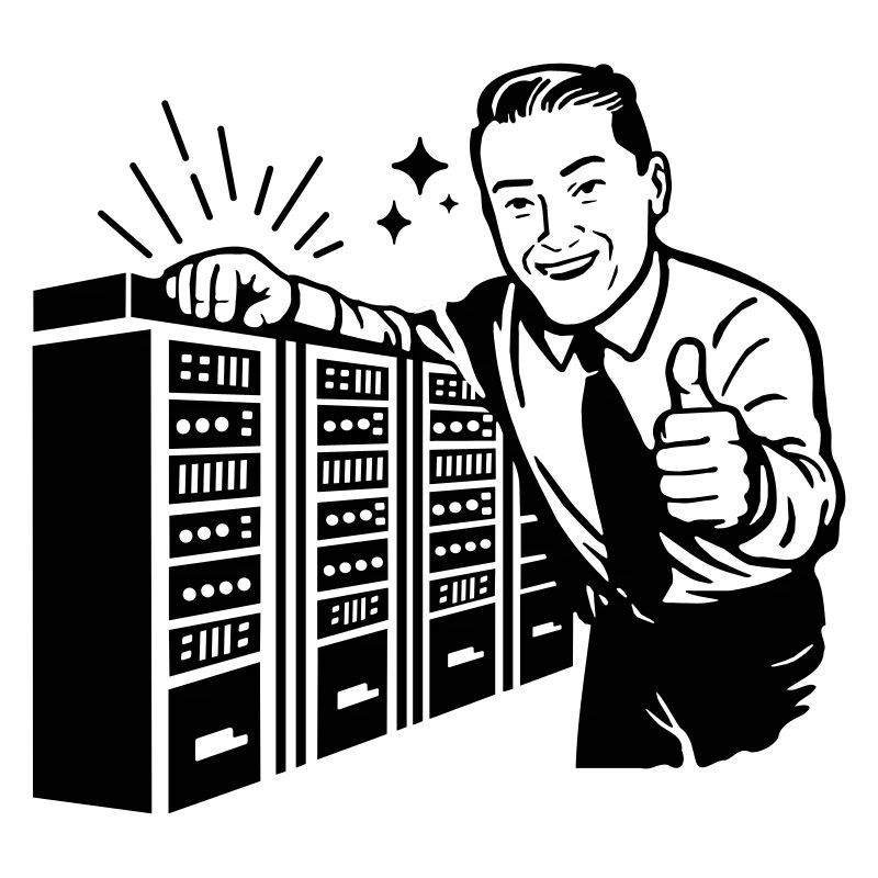 Retro IT Admin Smiling – Vintage Tech Support