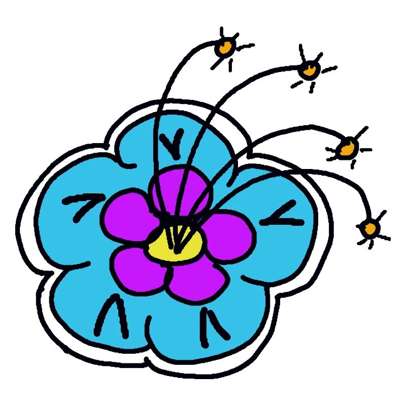 Motif de fleur bleue Gribouillis fleur rétro