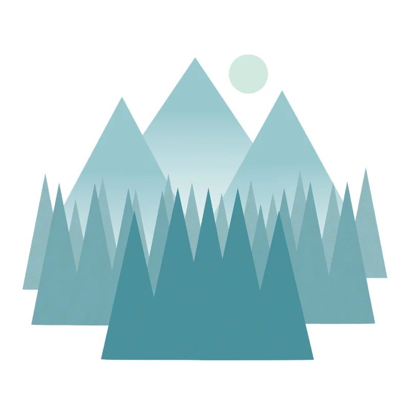 Astral mountain landscape in blue tones