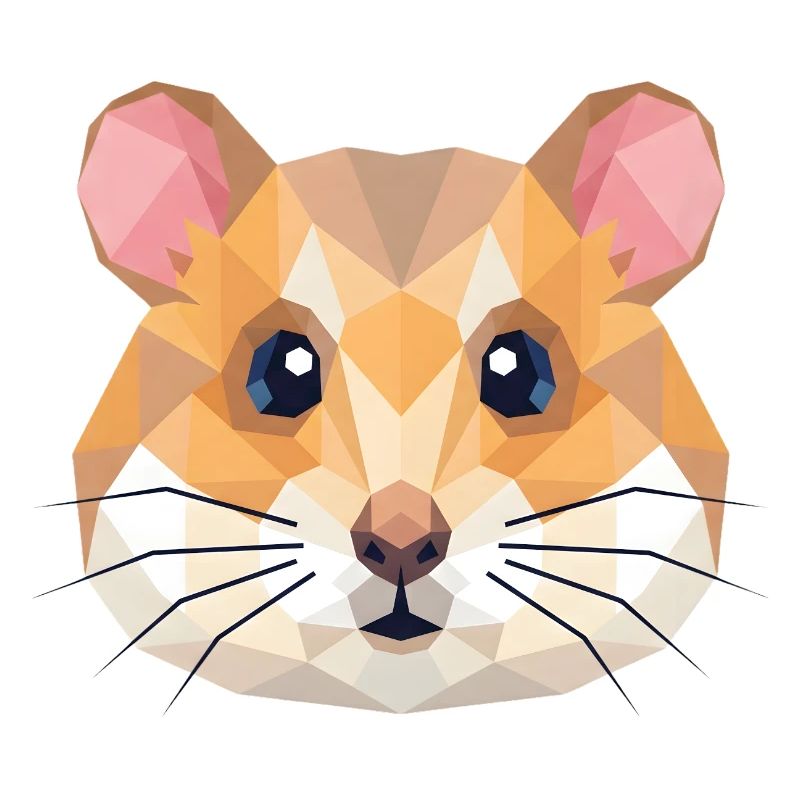 Cute Geometric Hamster Low Poly Art