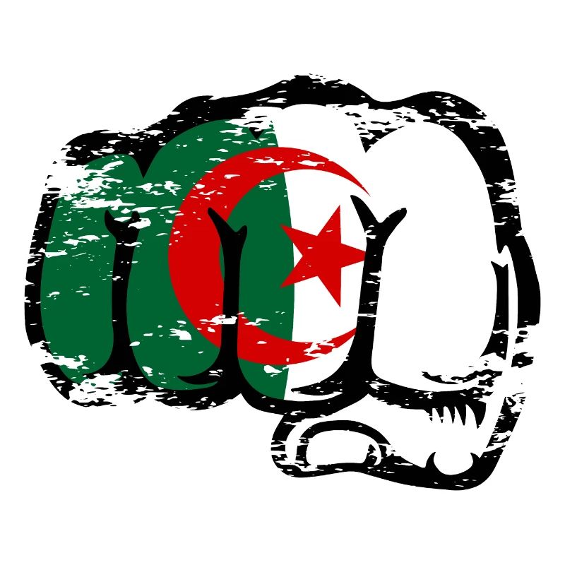Drapeau de l’Algérie Main Poing Utilisé