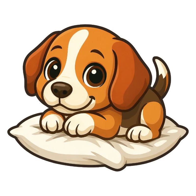 Mignon Beagle Dessin animé Couché Câlin relaxant