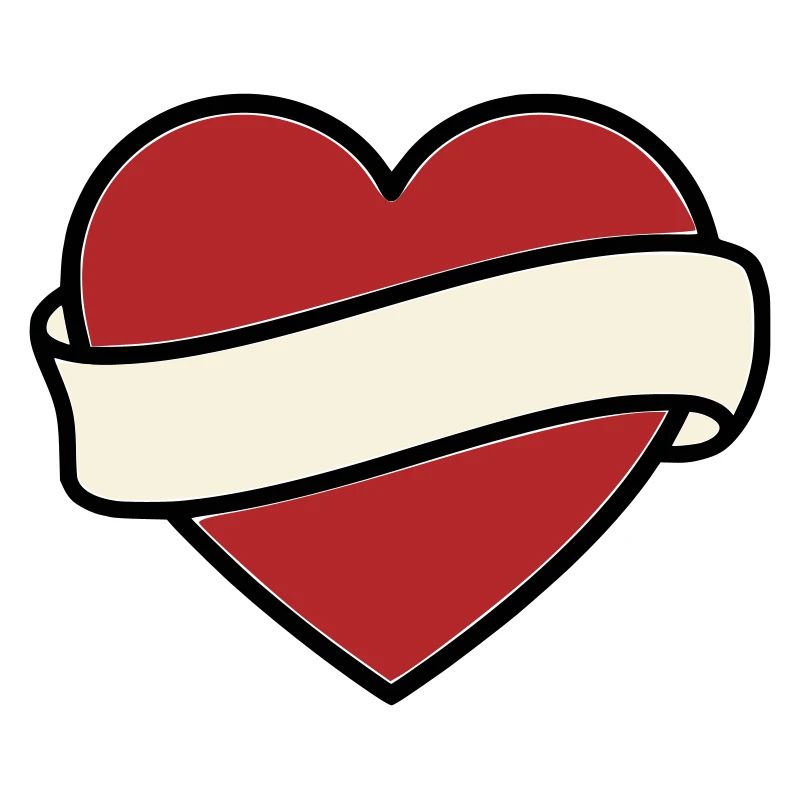 Tattoo Heart Banner Scroll Vector