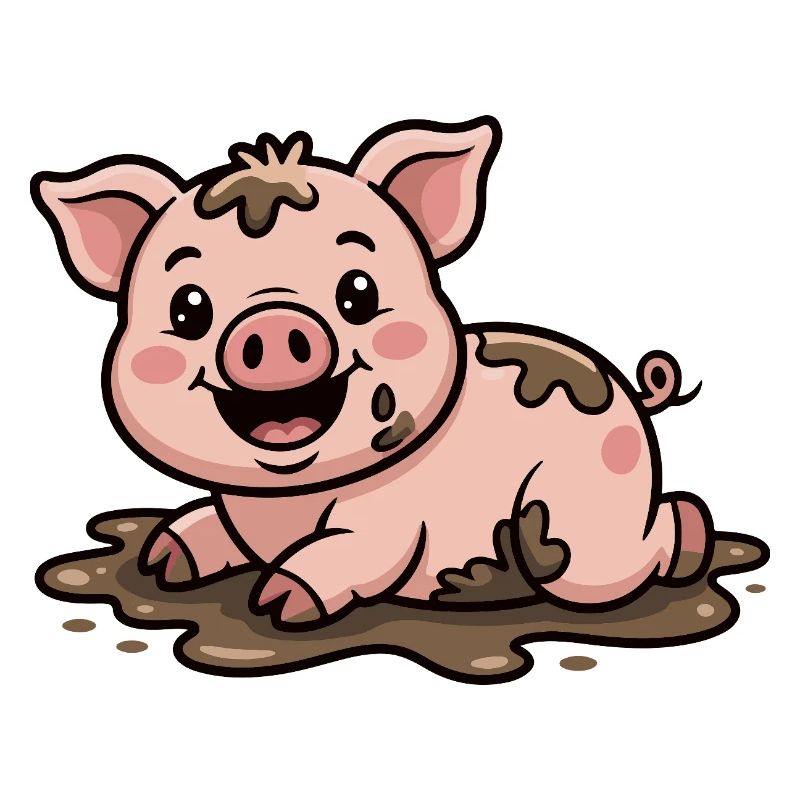 Cochon dans la boue mignon
