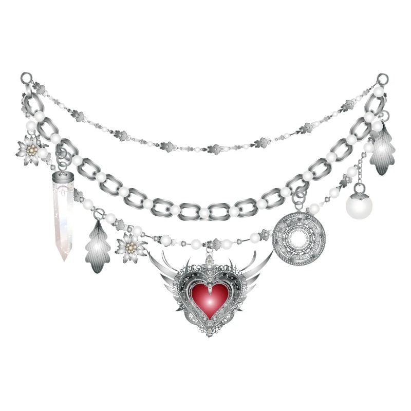 vecchio argento Dirndl Charivari con molti ciondoli