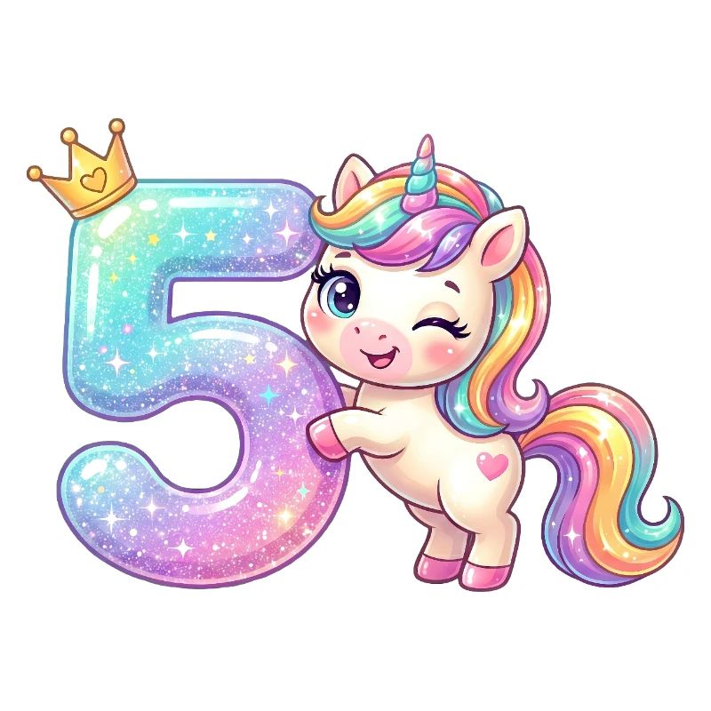 Ich bin 5 Kawaii Einhorn Mädchen Geburtstag