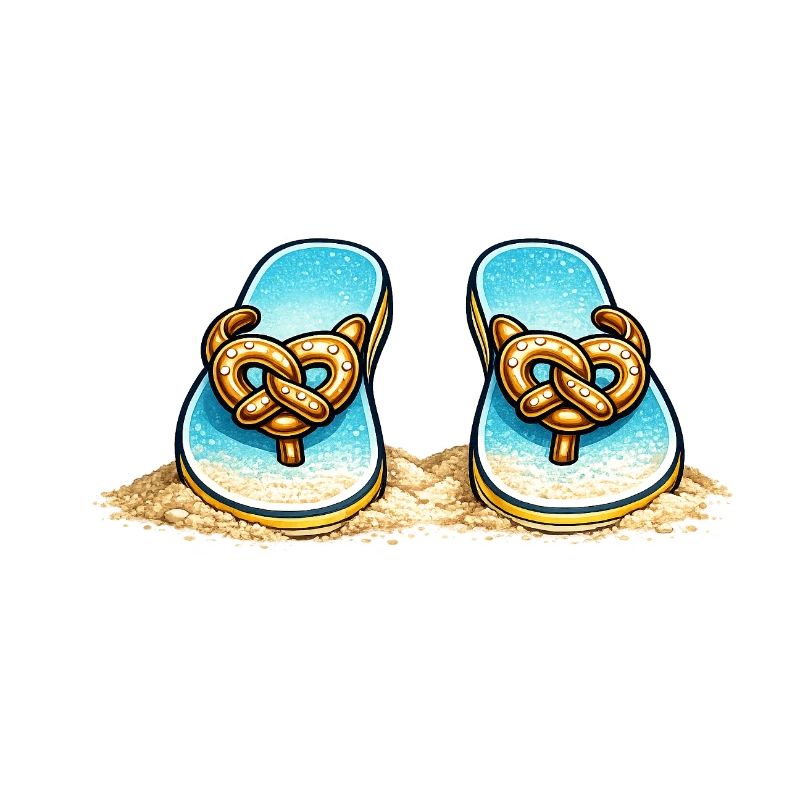 Blue Pretzel Bow Beach Flip Flops