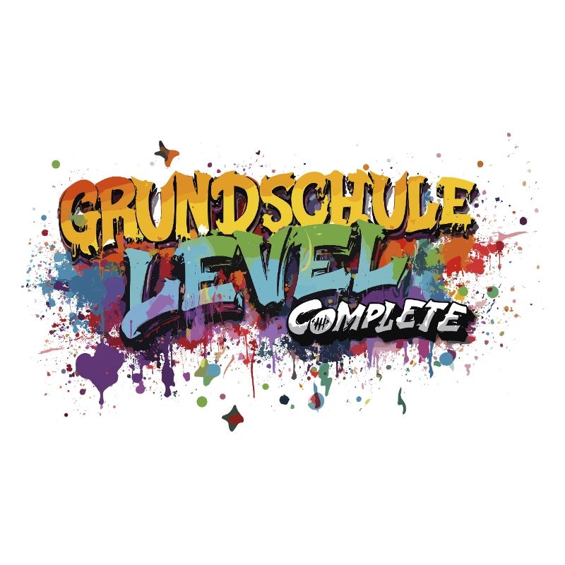 Grundschule Level Complete Graffiti Abschlussshirt