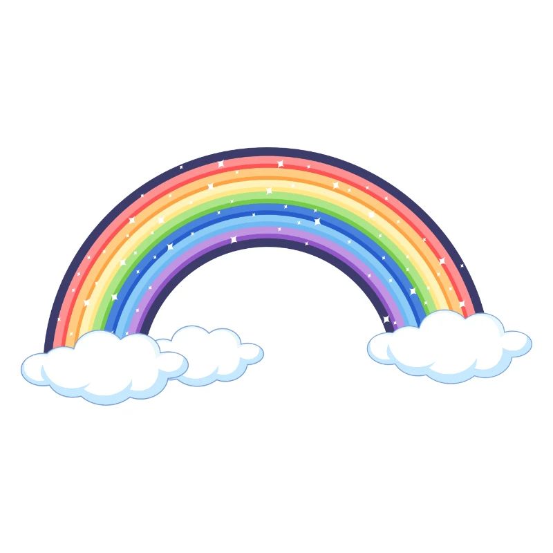 Lebendiger Regenbogen über den Wolken