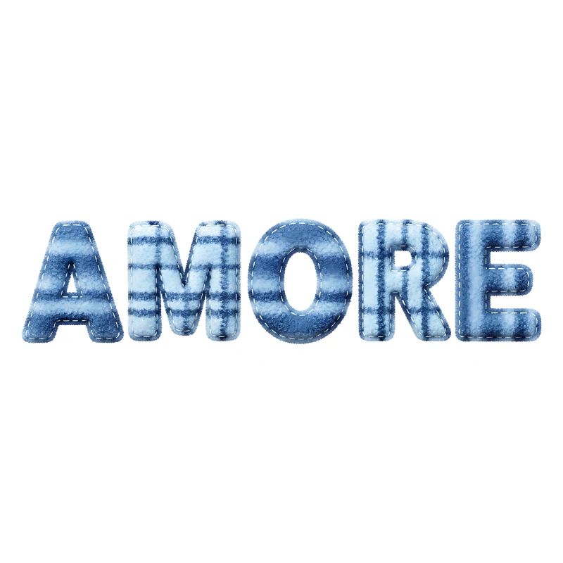 Amore Eisblau Schriftzug Patchwork Trend