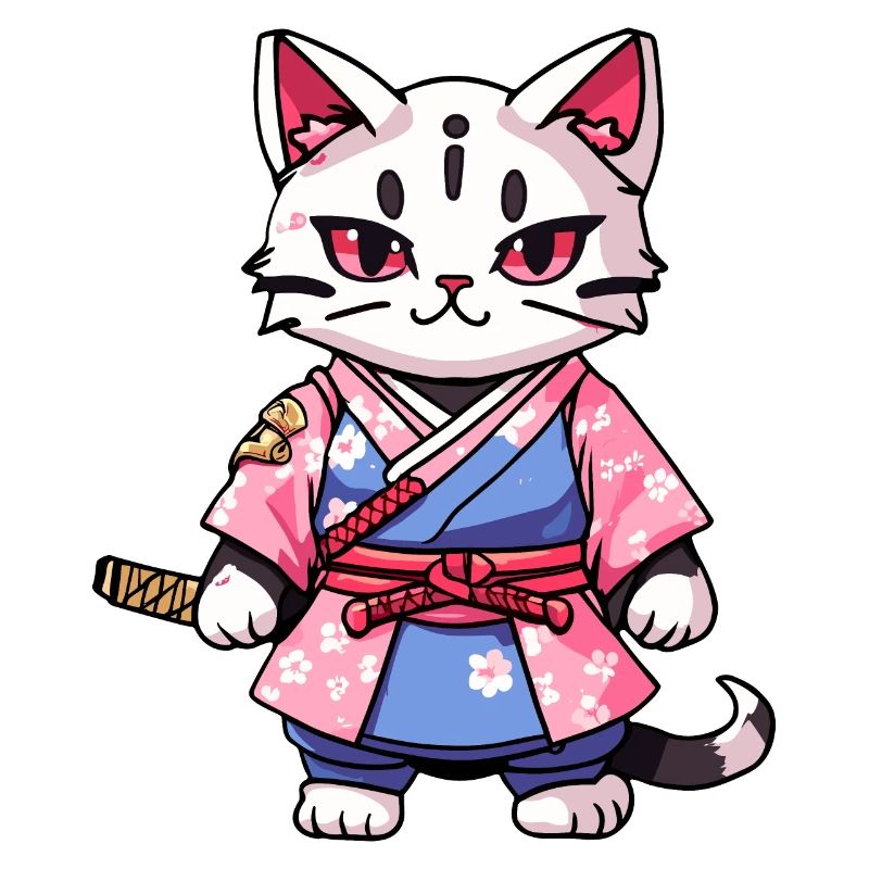 Chat samouraï & fleurs de cerisier #14