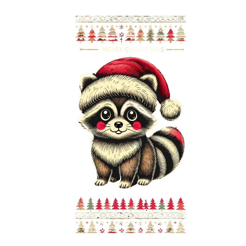 wMignon raton laveur de Noël avec chapeau de Noël