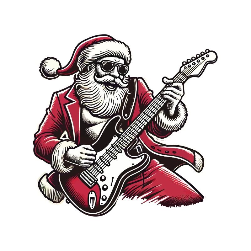 Rockender Weihnachtsmann Mit E-Gitarre