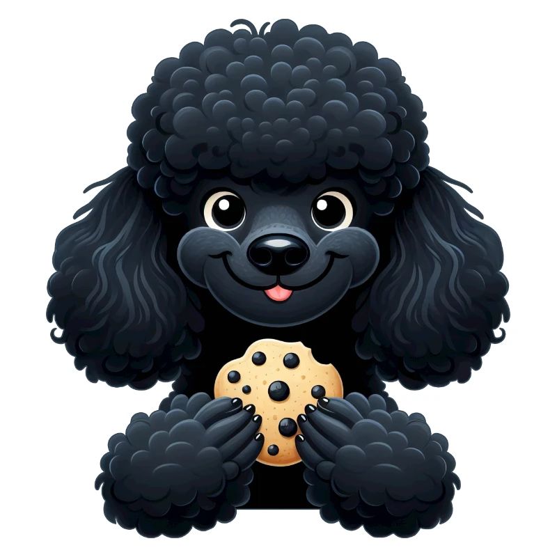 Caniche noir avec Biscuit Design mignon