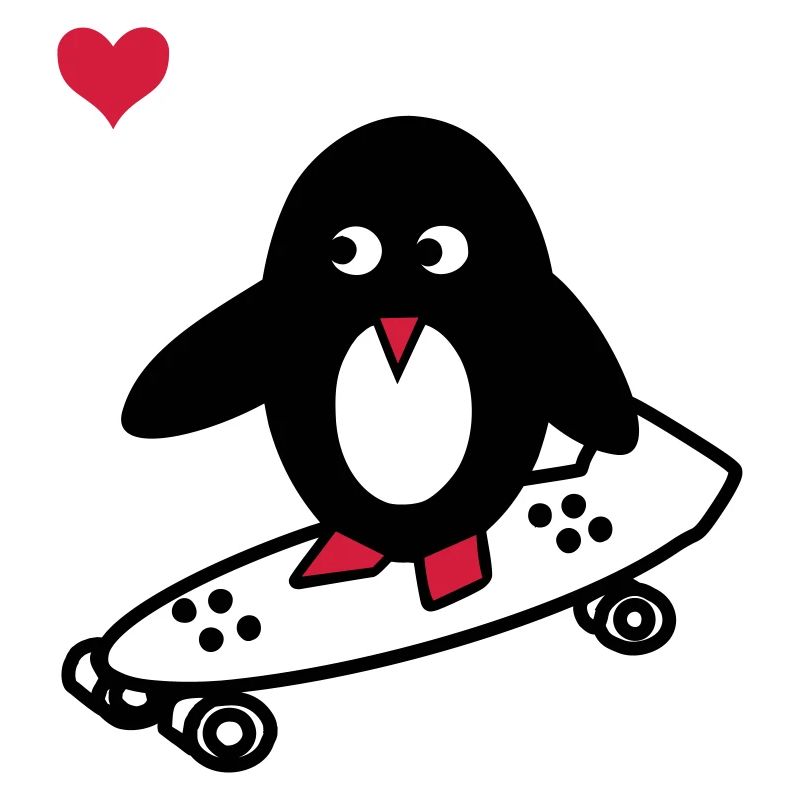 pingouin avec le skate-board