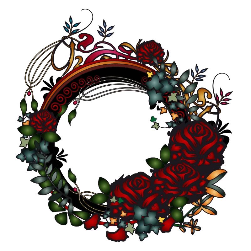 dunkler Jugendstil Rahmen Rosengarten bei Nacht