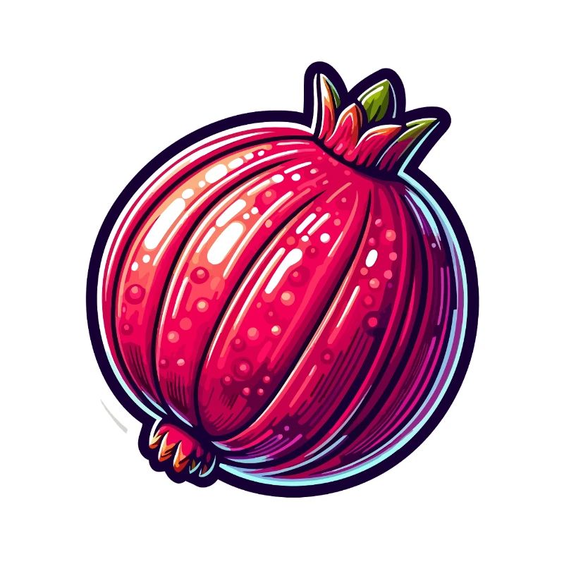 Vibrant Hyper-Realistic Pomegranate Illustration