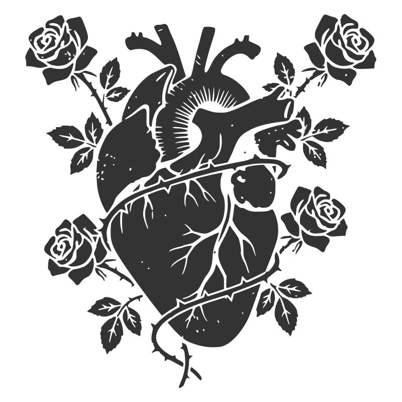Anatomisches Herz Rosen Gothic