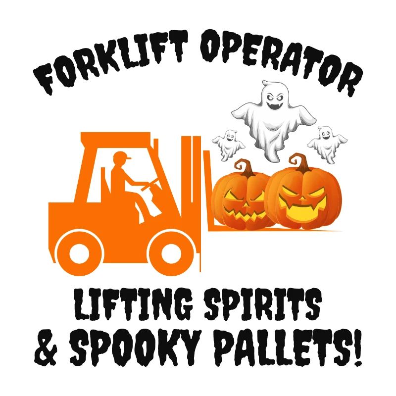 Halloween Ghost Forklift Operator Pumpkin Lifter