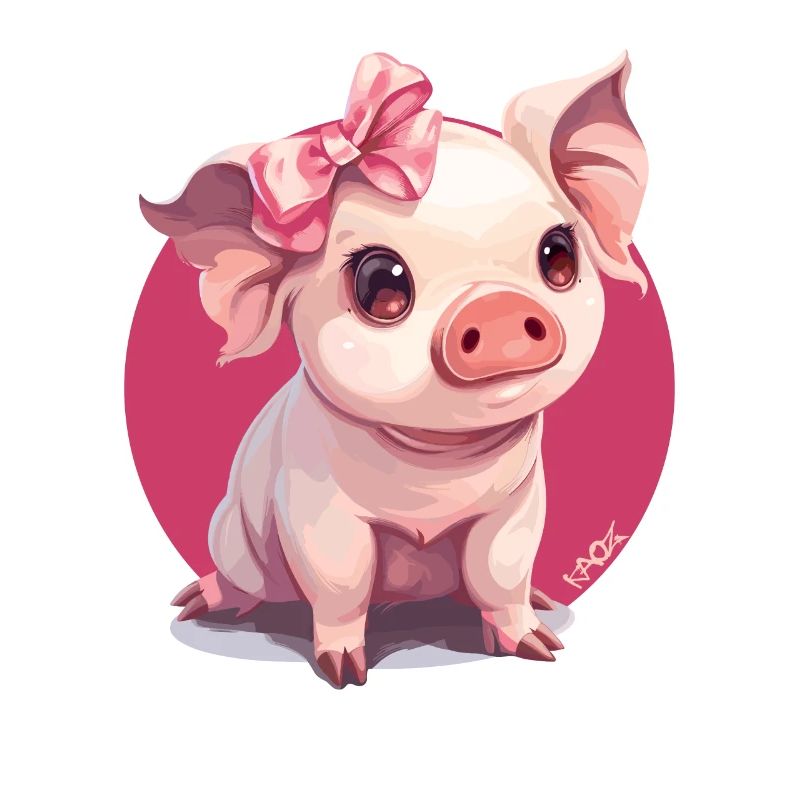 Petit cochon mignon avec nœud