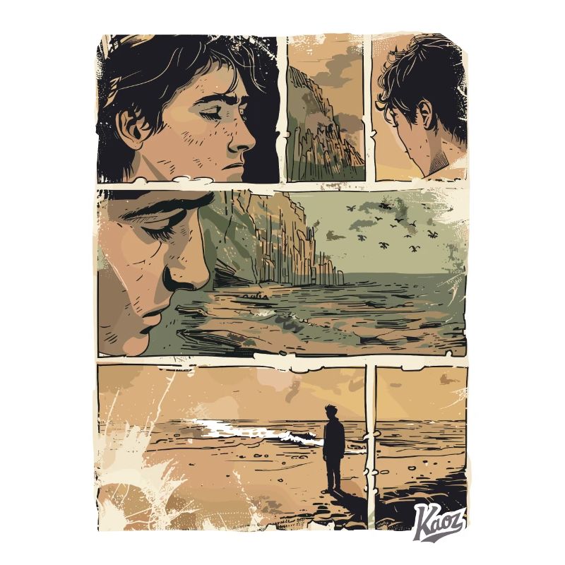 Comic der Einsamkeit am Strand