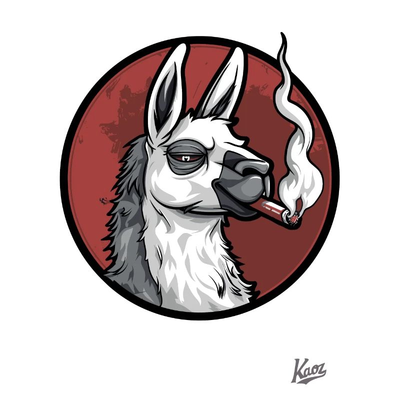 Cool and relaxed, llama smoking a cigar