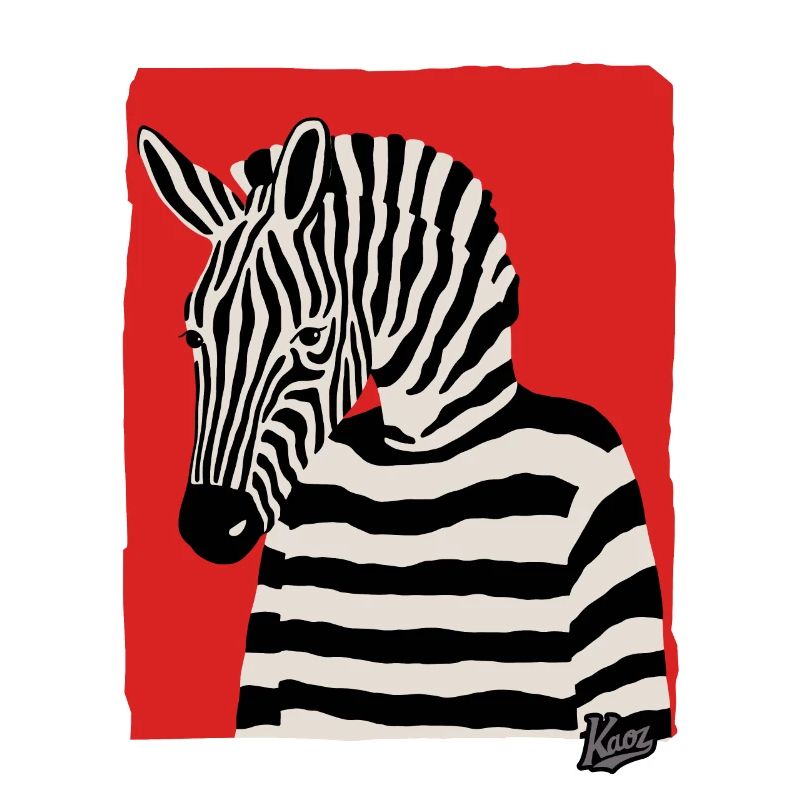 Cartoon Comic Kunst eines Zebra mit Pullover
