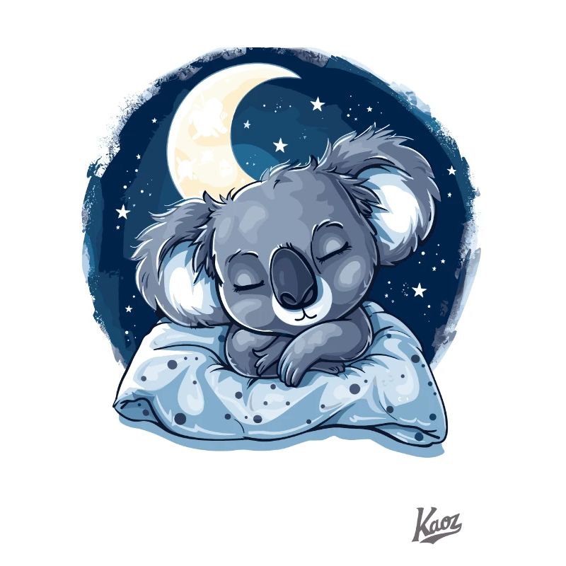 Sleeping koala with moon and stars