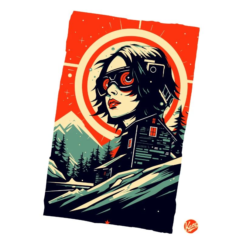Cyborg Mädchen in den Bergen, Sci-Fi Apres Ski
