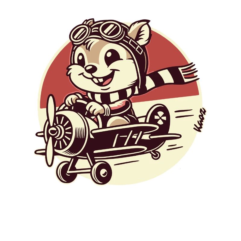 Lustiger Eichhörnchen Pilot im Propeller-Flugzeug