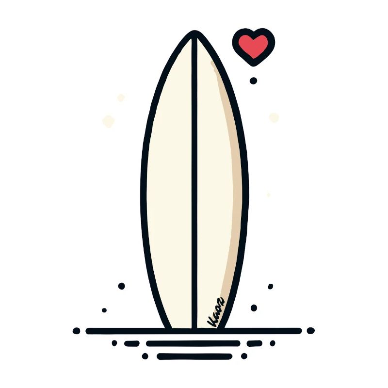 Retro Surfboard with Heart