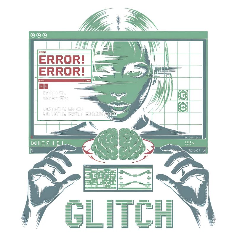 Error Glitch - T-shirt graphique futuriste
