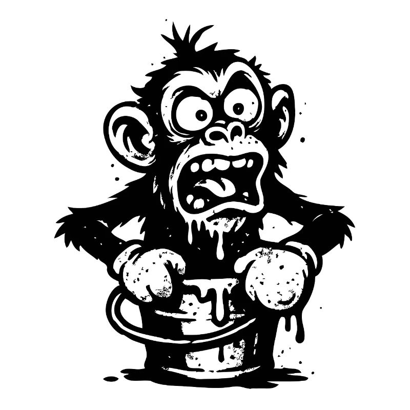 Monkey in a Bucket | Shocked monkey with dripping design