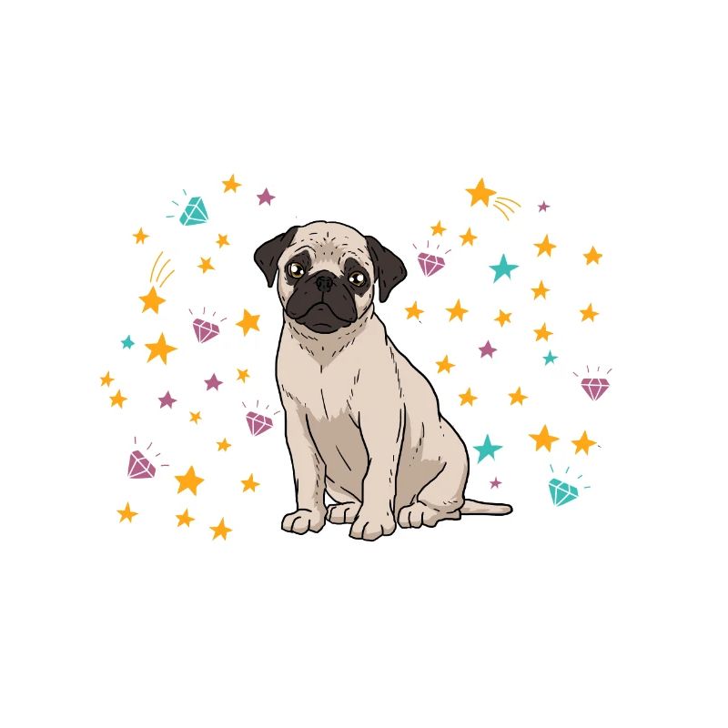 Mops Glitzer Hunde Hundehalter Geschenk