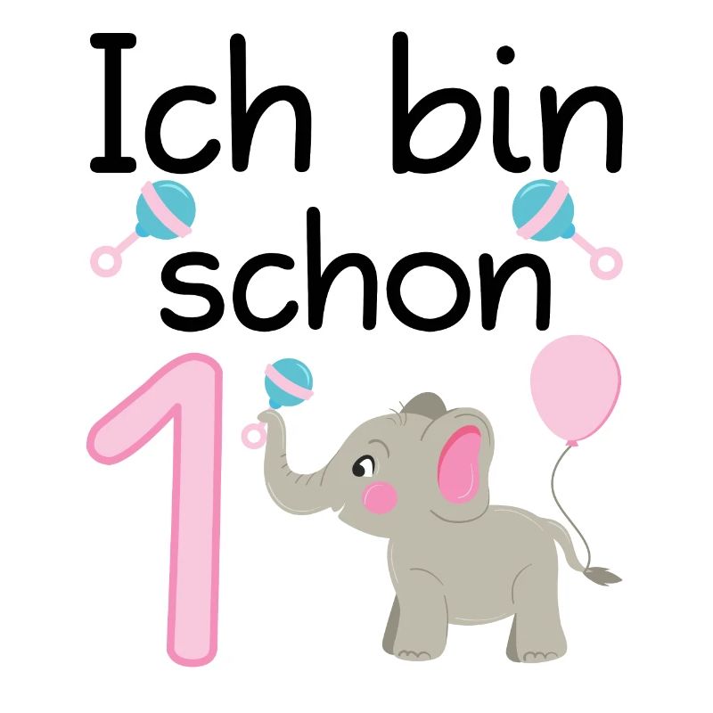 Ich bin schon 1 Kindergeburtstag Elefant
