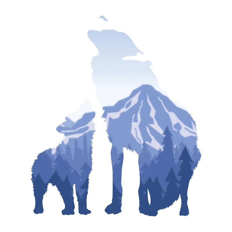 Wolf And Pup - Gift For Mountain Wolf Lovers