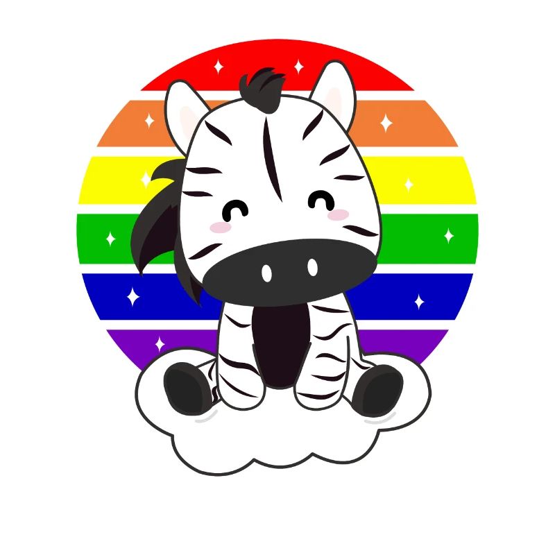 Zebra on rainbow cloud magical animals