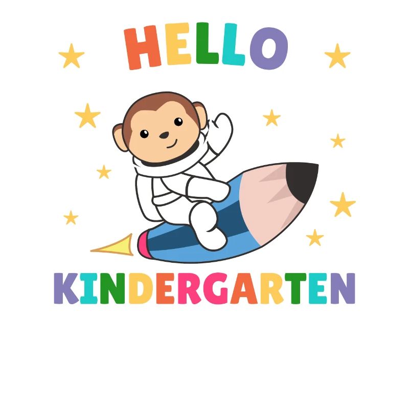 Hello Kindergarten Monkey Astronaut Space Rocket